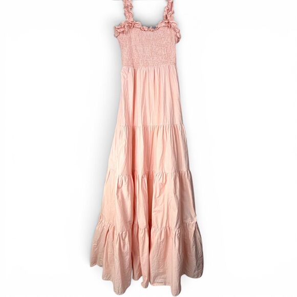 Missguided Dresses & Skirts - missguided peach pink smocked tiered maxi dress coquette cottagecore boho medium